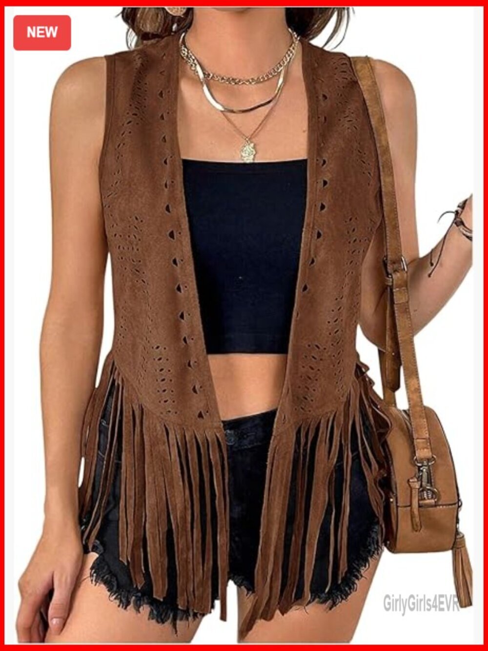 Plus Size Western Fringe Vest Cardigan Sleeveless Open Front Jacket